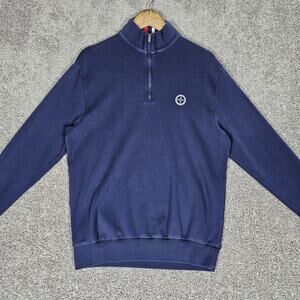 Vintage Polo Golf Ralph Lauren Sweatshirt Mens Medium Blue 1/4 Zip Pima Cotton